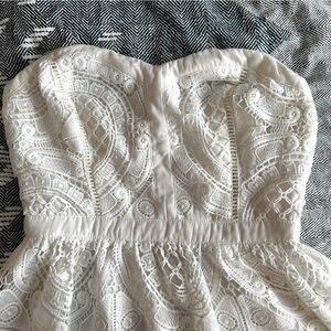 Adelyn Rae strapless crochet white mini dress